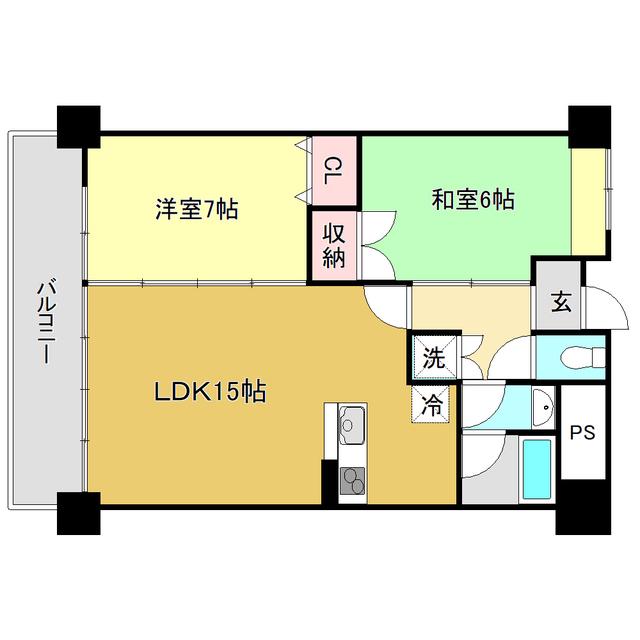エルミタージュ天神(2LDK/5階)の間取り写真