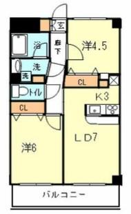 リビエール宮崎台(2LDK/6階)の間取り写真