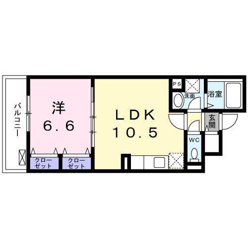 ウイステリア関口(1LDK/1階)の間取り写真