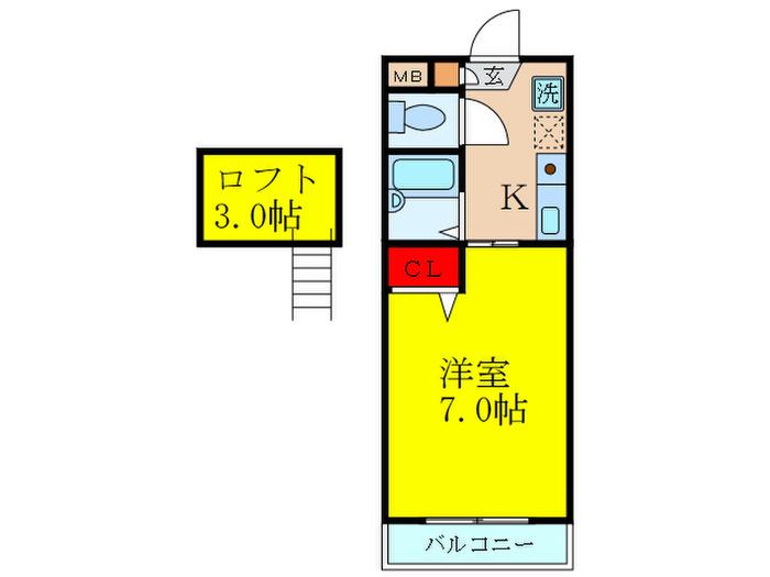 ロッソ・デステ(1K/3階)の間取り写真