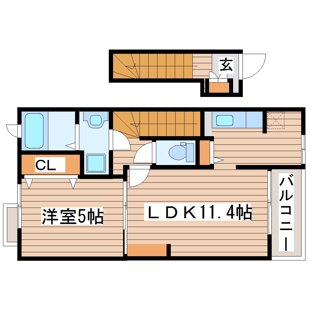 シティハイツ光陽(1LDK/2階)の間取り写真
