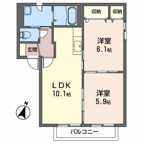 ロイヤルハイツJ(2LDK/1階)の間取り写真