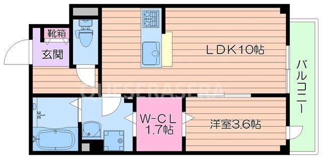 カデンツァ(1LDK/4階)の間取り写真
