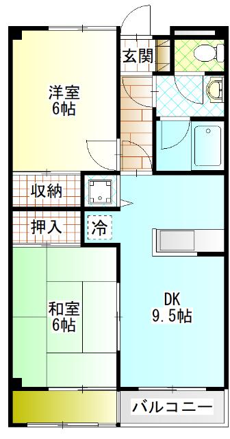 ロワール市川(2LDK/1階)の間取り写真
