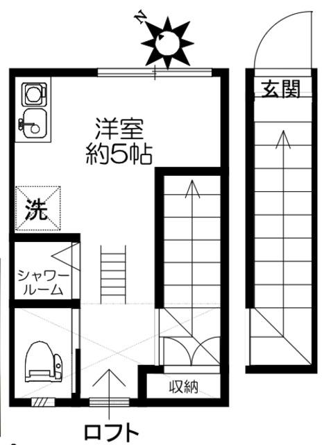 サークルハウス国分寺(ワンルーム/2階)の間取り写真