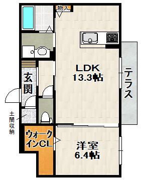 SHA-MAISON DIVANA シャーメゾンディヴァナ(1LDK/1階)の間取り写真