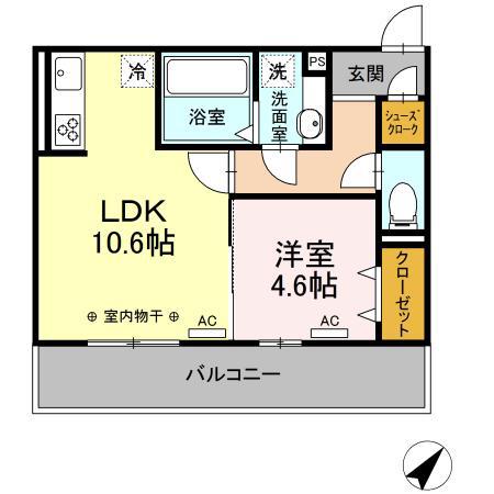 K.アリビオ(1LDK/3階)の間取り写真