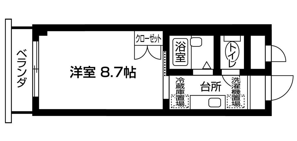 ヴェルジェメゾン(1K/2階)の間取り写真