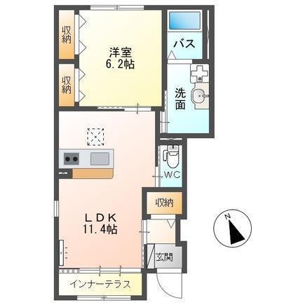 フォ―エバークローバーイリデッセント(1LDK/1階)の間取り写真