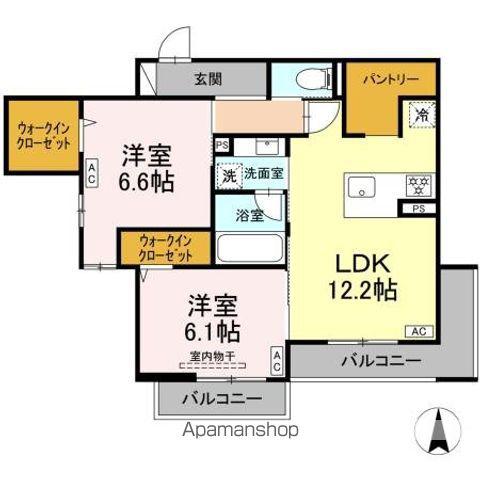 セレスティア中野上高田(2LDK/2階)の間取り写真