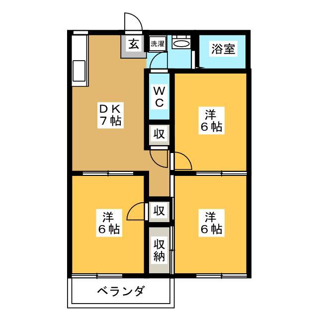 ジュネス92 C(3DK/2階)の間取り写真
