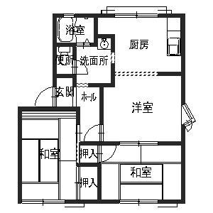 中津ハイツ(2LDK/1階)の間取り写真