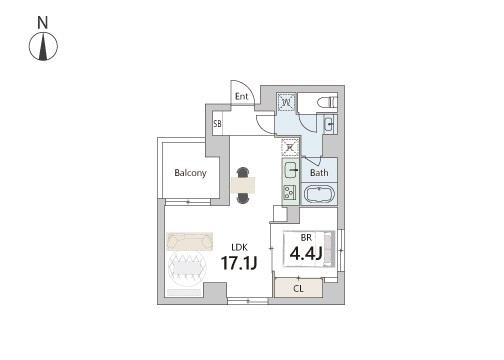 GRANDUO武蔵小山4(1LDK/4階)の間取り写真
