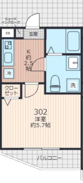 EVERA大倉山(1K/3階)の間取り写真