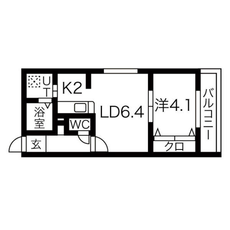 アンソレイユ(1LDK/4階)の間取り写真