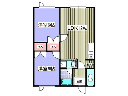 サウスヒル(2LDK/2階)の間取り写真