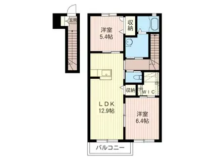 メゾン アルディ B(2LDK/2階)の間取り写真