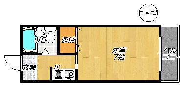 アローンハイツ(1K/2階)の間取り写真