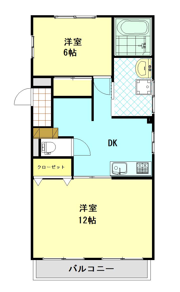 金井ビル(2LDK/4階)の間取り写真