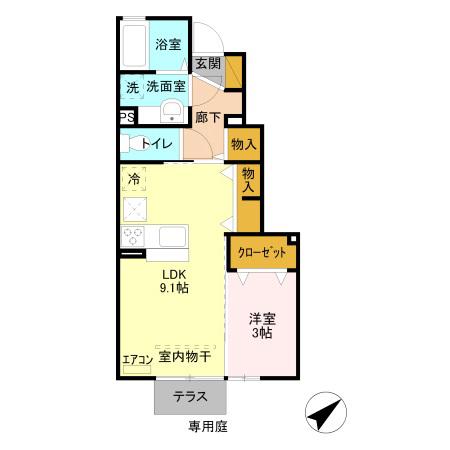 セジュールKPEC(1LDK/1階)の間取り写真