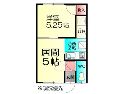 レジデンス花園(1DK/1階)の間取り写真