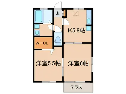 サンフラワー寿(2K/1階)の間取り写真