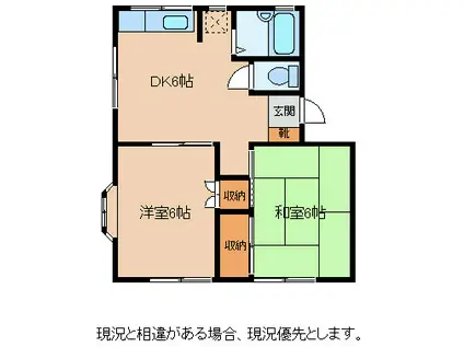 ハイツカラサワII(2DK/1階)の間取り写真