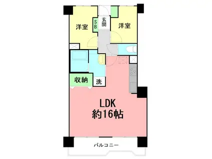 ライオンズマンション茅ヶ崎(2LDK/4階)の間取り写真