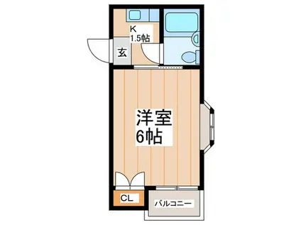 リバティー中央(1K/4階)の間取り写真