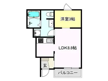 メゾングレイス上津(1LDK/1階)の間取り写真