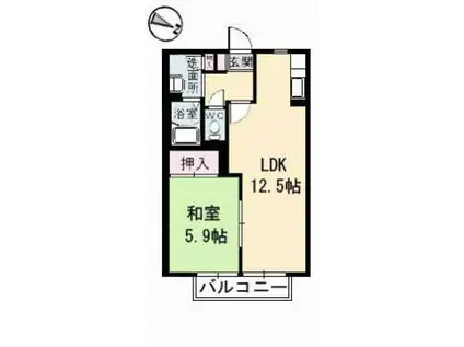 エスパスブリエ(1LDK/1階)の間取り写真