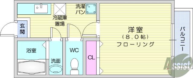 プチシャトー黒松(1K/1階)の間取り写真