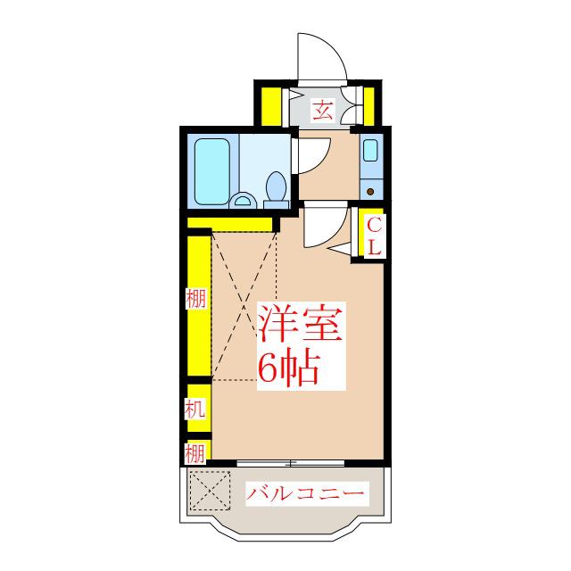 ヴォルフスガルデン上之園(1K/2階)の間取り写真
