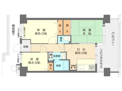 パラツィーナダンディムタウン千舟(3DK/2階)の間取り写真