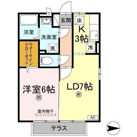 パンシオーネ(1LDK/1階)の間取り写真