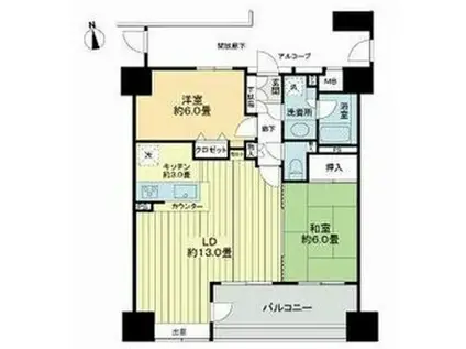 ダイアパレス榴岡CORTY(2LDK/4階)の間取り写真