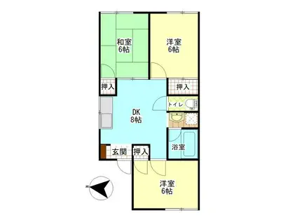 エスポワール(3DK/2階)の間取り写真