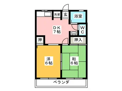 ラフィーネ南郊 E(2DK/1階)の間取り写真