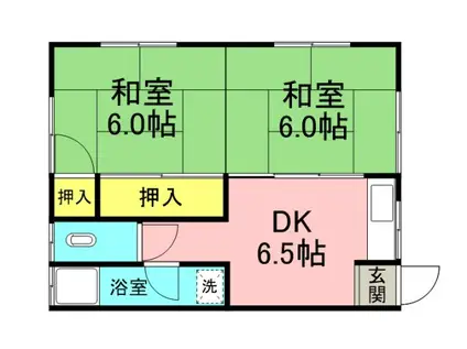 倉本アパート3号棟(2DK/2階)の間取り写真