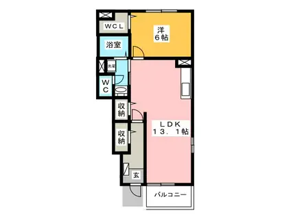 エスポワールTII(1LDK/1階)の間取り写真