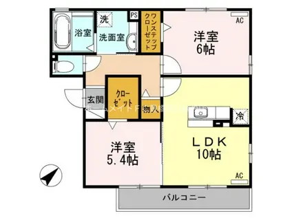 コンフォート(2LDK/2階)の間取り写真