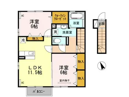 エルモア III(2LDK/2階)の間取り写真