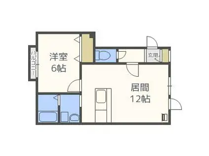 ヴィヴァーチェ(1LDK/2階)の間取り写真