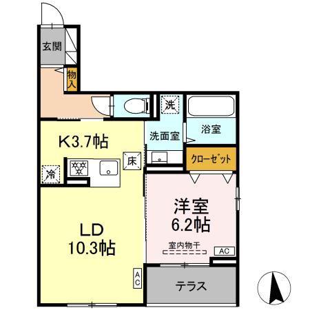 CLASSEUM仙台小田原 IV(1LDK/1階)の間取り写真