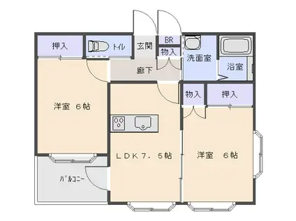 Aビル(2LDK/2階)の間取り写真
