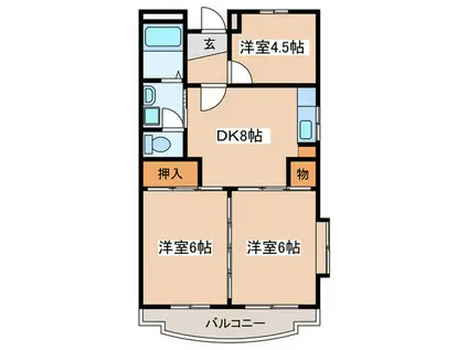 城山・松本マンション(3DK/4階)の間取り写真