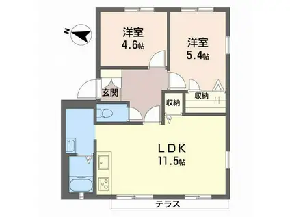 フレグランス高松(2LDK/1階)の間取り写真