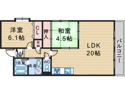 ルモン北桜塚(2LDK/5階)の間取り写真