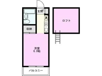 パールハイム(ワンルーム/2階)の間取り写真