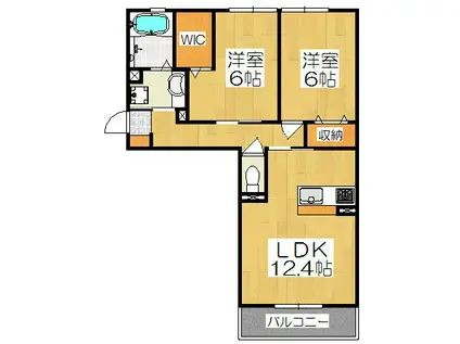 シャルマンコートドゥ(2LDK/1階)の間取り写真